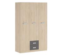Armoire, placard garde-robe 2 portes coloris puccini, graphite - Longueur 60 x Profondeur 37,80 x Hauteur 208 cm - -