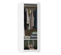 Armoire placard Meuble de rangement 2 portes coloris blanc - Hauteur 180 x Longueur 79 x Profondeur 52 cm