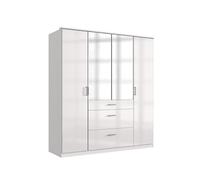 Armoire Placard, meuble de rangement avec 2 miroirs coloris blanc cassé, blanc - Longueur 179 x Hauteur 199 x Profondeur 58 cm - -