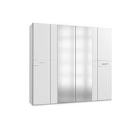 Armoire Placard, meuble de rangement avec 2 miroirs coloris Blanc + verre chrome - Longueur 225 x Hauteur 208 x Profondeur 58 cm - -