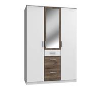 Armoire Placard, meuble de rangement Blanc, rechampis imitation chêne Flagstaff