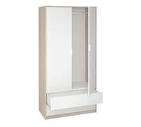 Armoire placard / meuble de rangement coloris chêne clair / blanc - Longueur 100 x Hauteur 200 x Profondeur 50 cm