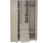 Armoire placard - meuble de rangement coloris Chêne Cortez - Hauteur 200 x Longueur 130 x Profondeur 50 cm