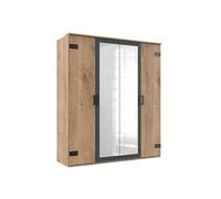 Armoire placard meuble de rangement coloris chene fonce - Longueur 180 x Hauteur 210 x Profondeur 58 cm --