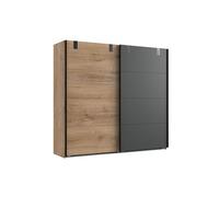 Armoire placard meuble de rangement , coloris chene fonce - Longueur 225 x Hauteur 210 x Profondeur 65 cm --