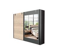 Armoire placard meuble de rangement coloris chene - Longueur 225 x Hauteur 210 x Profondeur 65 cm --
