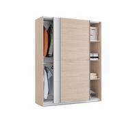Armoire placard / meuble de rangement coloris effet bois / Blanc - Hauteur 200 x Longueur 150 x Profondeur 62 cm --