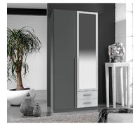 Armoire placard meuble de rangement coloris graphite/gris clair
