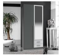 Armoire placard meuble de rangement coloris graphite-gris clair - Longueur 91 x Hauteur 197 x Profondeur 58 cm