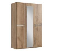 Armoire placard meuble de rangement coloris imitation chêne poutre/chrome brillant