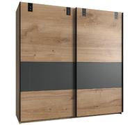 Armoire placard meuble de rangement coloris imitation chêne poutre/ graphite
