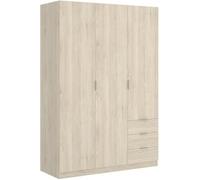 Armoire placard meuble de rangement coloris naturel - Longueur 121 x Profondeur 52 x Hauteur 184 cm