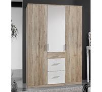 Armoire Placard, meuble de rangement Imitation chêne San Remo, rechampis blanc