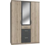 Armoire Placard, meuble de rangement Imitation chêne San Remo, rechampis graphite
