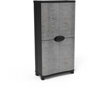 Armoire - PLASTIKEN - Space-saver - 90 cm - 4 étagères - Noir/gris