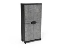 Armoire - PLASTIKEN - Space-saver - 90 cm - 4 étagères - Noir/bois