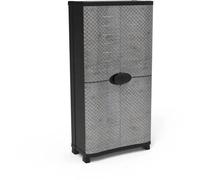 Armoire - PLASTIKEN - Space-saver - 90 cm - 4 étagères - Noir/bois