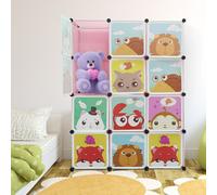 Armoire plastique Enfants DIY Système modulaire avec 12 portes Rose