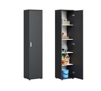 Armoire polyvalente 1 porte et 4 étagères - Meuble de rangement entrée bureau chambre - 40x35x184 cm - Anthracite