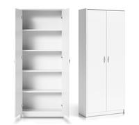 Home Collective Armoire Polyvalente Blanche 74 cm L x 180 cm H avec 4 étagères, Rangement Pratique en MDF pour Maison ou Bureau