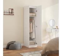 Armoire polyvalente blanche avec tringle à vêtements, étagère et porte à fermeture amortie, dimensions 40 x 52 x 180 cm