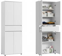 Armoire polyvalente multi-usages 3 étagères 60 cm large 4 portes tiroir - Étroite pour maison bureau couloir chambre à coucher 64 x 34 x 180 cm