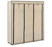 Armoire portable en tissu - vidaXL - 150x45x175 cm - Crème - Tissu intissé - Barres et compartiments