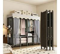 Armoire portable pliable avec housse, portant à vêtements robuste, armoire autonome pour chambre à coucher, organisateur de rangement, noir