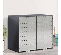 Armoire Poubelle extérieur Anthracite avec roulettes, Rangement Poubelle Jardin Extensible pour 3 poubelles, Meuble ventilé Design Moderne résistant à l'eau.