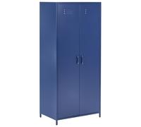 Armoire pour Bureau à Domicile Industrielle Rangement à 2 Portes en Acier Bleu