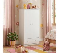 Armoire pour enfants "Beldinupp" avec 2 portes, 1 barre de suspension et 1 tiroir. Dimensions : 123 x 60 x 40 cm. Couleur : blanc