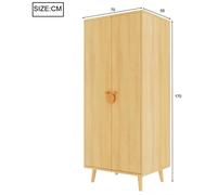 Armoire pour enfants - Ensemble de 2 pièces - 2 portes - Compartiments de rangement et étagères - PoignéesReproductionées de motifs amusants - Pieds surélevés - Bois naturel