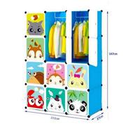 Armoire pour enfants - Étagère et bibliothèque - Extensible - Armoire en plastique avec portes - 2 cintres - 111 x 37 x 147 cm - Multicolore