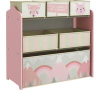 Armoire pour enfants Fortuna Lai avec 6 boîtes en tissu, motif mignon, 63 x 30 x 66 cm, rose
