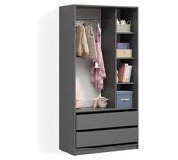 Armoire pour enfants Livinity Trento Anthracite 100x200cm avec 2 tiroirs, Model 58963