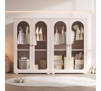 Armoire pour enfants Merax*2, armoire à 2 portes avec tringle à vêtements, portes en acrylique, poignées en céramique, mobilier pour chambre d'enfant, 80 × 50 × 120 cm, rose pâle