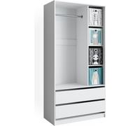 Armoire pour enfants Vicco Elmo Blanc 100x200cm avec 2 tiroirs et boîtes pliantes, Model 40790