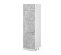 Vicco Armoire pour frigo R-Line, Béton, 60cm | 3 Portes · ✓ Niche pour réfrigérateur · Pieds réglables en hauteur · 1 Tablette · Librement combinable