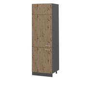 Armoire pour frigo R-Line, 60cm, Chêne Artisan/Anthracite, Vicco 49101