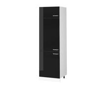 Vicco Armoire pour frigo R-Line, Noir Haute Brillance, 60cm | 3 Portes · ✓ Niche pour réfrigérateur · Pieds réglables en hauteur · 1 Tablette · Librement combinable