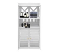 Armoire pour Salle de Bain Autoportante en PVC, Meuble de Toilettes 40 x 25 x 90 cm, 4 Niveaux - 3 Rangements Ouverts + 1 Porte