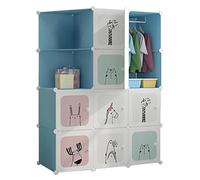 Armoire pour vêtements pour enfants, 90 cm - Rangement / Organisateur de jouets - Empilable - Étagère modulaire - Plastique - Pour chambre d'enfant et articles pour bébé - Bleu