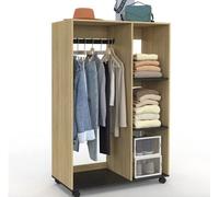 Armoire Rachel 80 x 40 x 120 cm avec roulettes, hêtre et noir – de grande qualité, durable et élégante – pour un usage quotidien