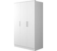 Armoire Ramos à 3 portes, blanche, 202 x 52 cm, avec penderie et étagères