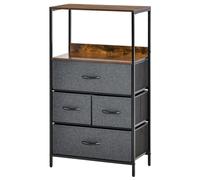 Armoire - Rangement - Commode - Meuble avec tiroirs - Noir - 4 tiroirs - Étagère ouverte supplémentaire