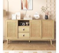 Armoire - Rangement - Commode - Meuble - Bibliothèque - Armoire sur pieds - 3 portes coulissantes - 2 tiroirs