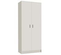 Armoire rangement nettoyage 2 portes en mélamine coloris blanc - Dim : H180 x L73 x P37 cm --