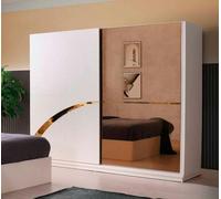 Armoire Rectangulaire Style Moderne Design Blanc Or Bicolore Chambre à coucher