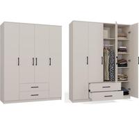 Armoire ROMANA 160 avec tiroirs et étagères – Grand placard de rangement | Couleur : cachemire | Dimensions : 160 x 52 x 205