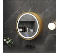 Armoire ronde à miroir avec éclairage LED tricolore réglable, armoire à pharmacie murale avec bande lumineuse étanche, design multifonction pour salle de bain